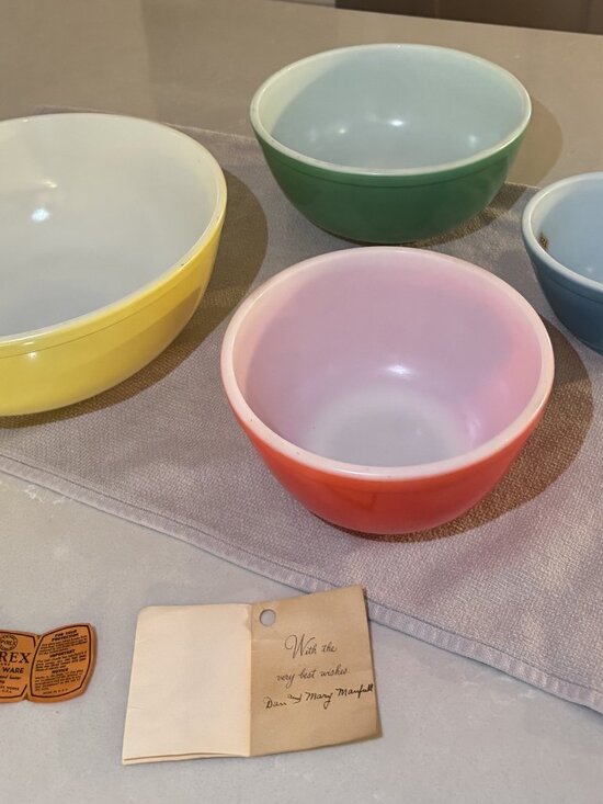 Pyrex Other - Vintage Pyrex Primary Colors 4 Bowl Set 1945-49 Rare Early Version